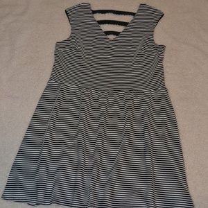 black & white stripped v neck dress